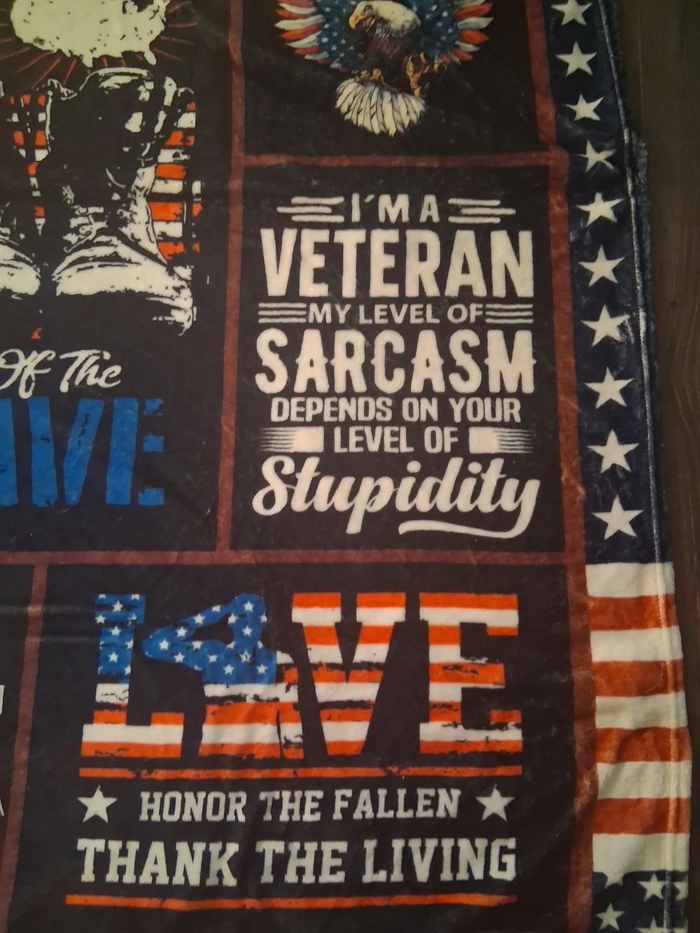 Patriotic Veteran Freedom Throw Blanket – Blue/Red Soft.